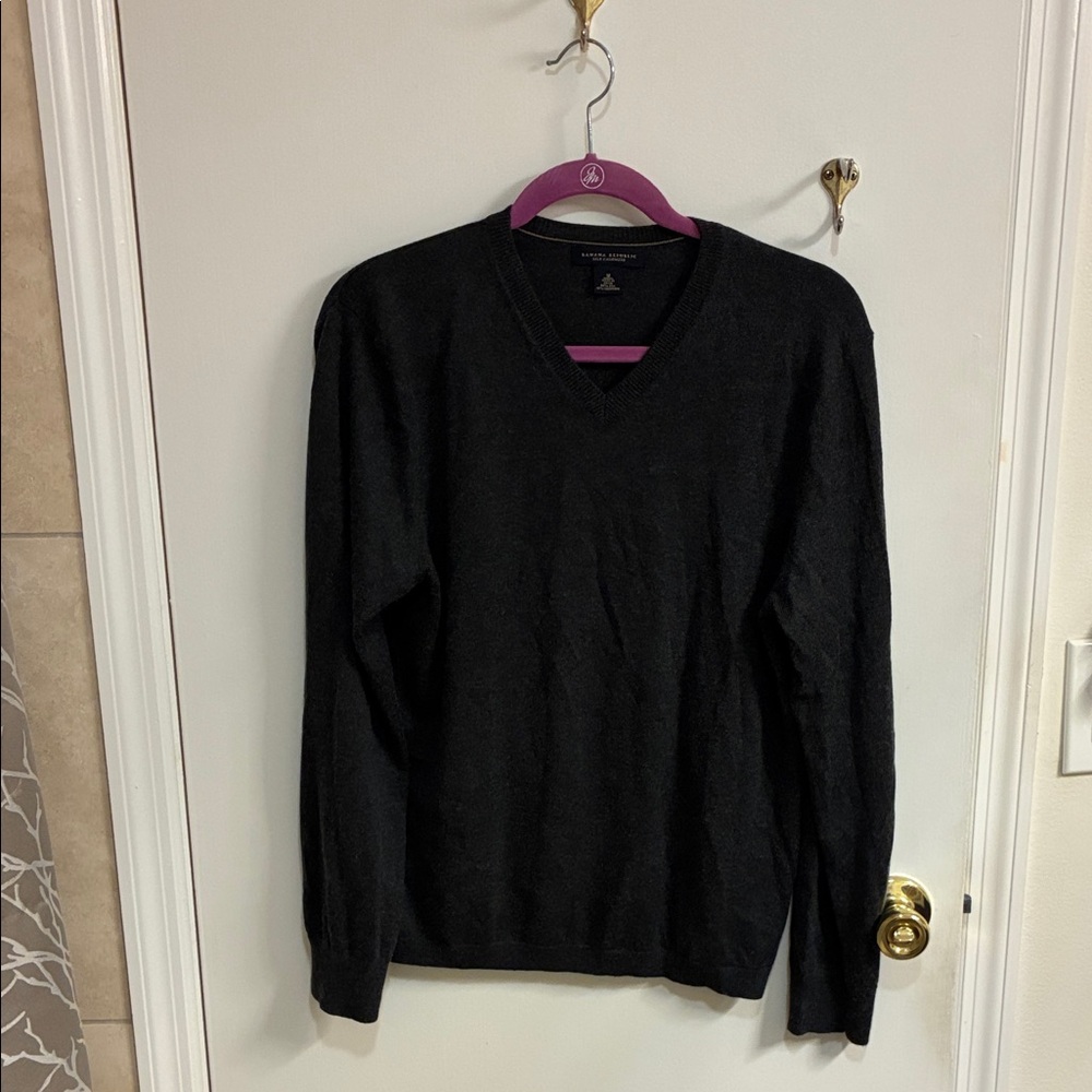Banana Republic Black V-Neck Men's Sweater- Cashmere/Silk Blend-Size M